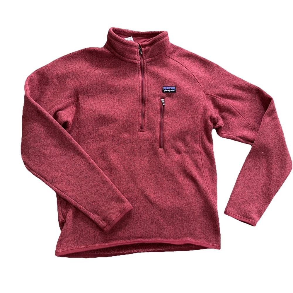 Patagonia Better Sweater 1/4 Zip Men Small Red Fleece Pullover Zippered Pocket